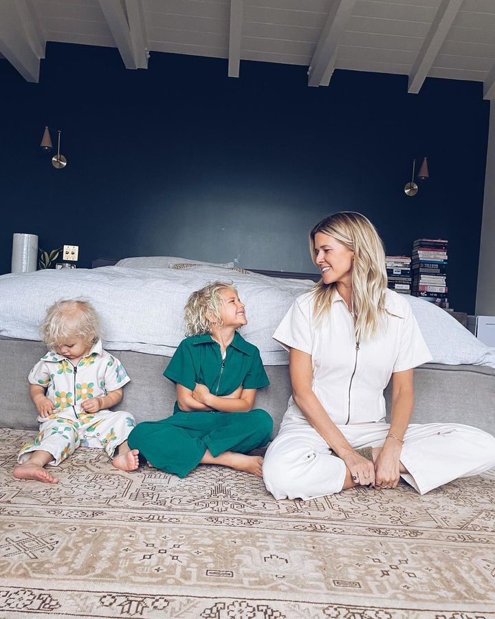 Sarah Wright Olsen at home with her children 