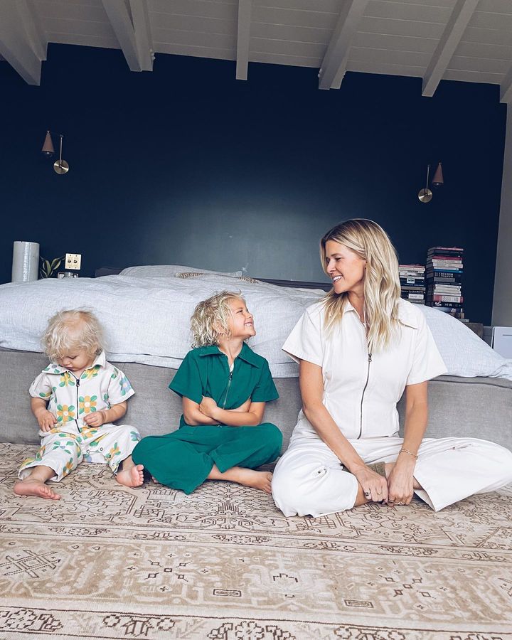 Sarah Wright Olsen at home with her children