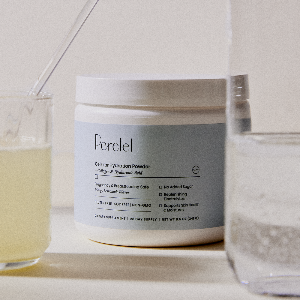 Cellular Hydration tub and glasses