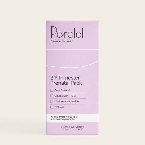 Perelel 3rd Trimester Prenatal Pack box on a light beige background