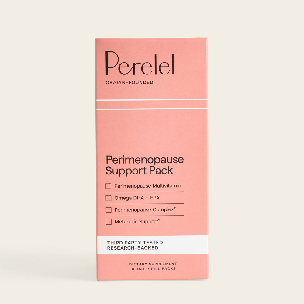 Perelel Perimenopause Support Pack box on a light beige background