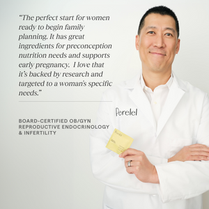 Dr. Andy Huang holds Conception Support Pack and explains its role in preconception nutrition and early pregnancy.