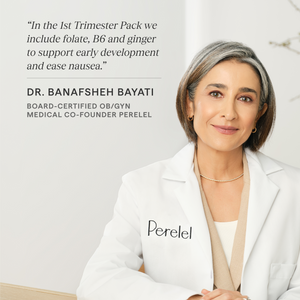 How the subscription works overview highlighting Perelel’s prenatal packs updating automatically by due date: 1st Trimester (weeks 0–13), 2nd Trimester (weeks 14–27), 3rd Trimester (weeks 28–40+) and Mom Multi Support for postpartum.