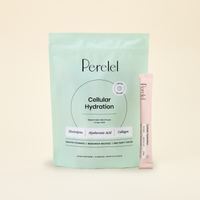 Perelel watermelon mint Cellular Hydration supplement package on a beige background