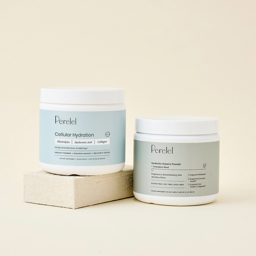 Cellular Hydration Powder and Synbiotic Greens powder product duo