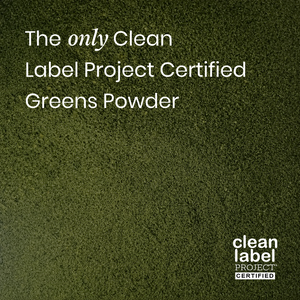 White text on green powder background
