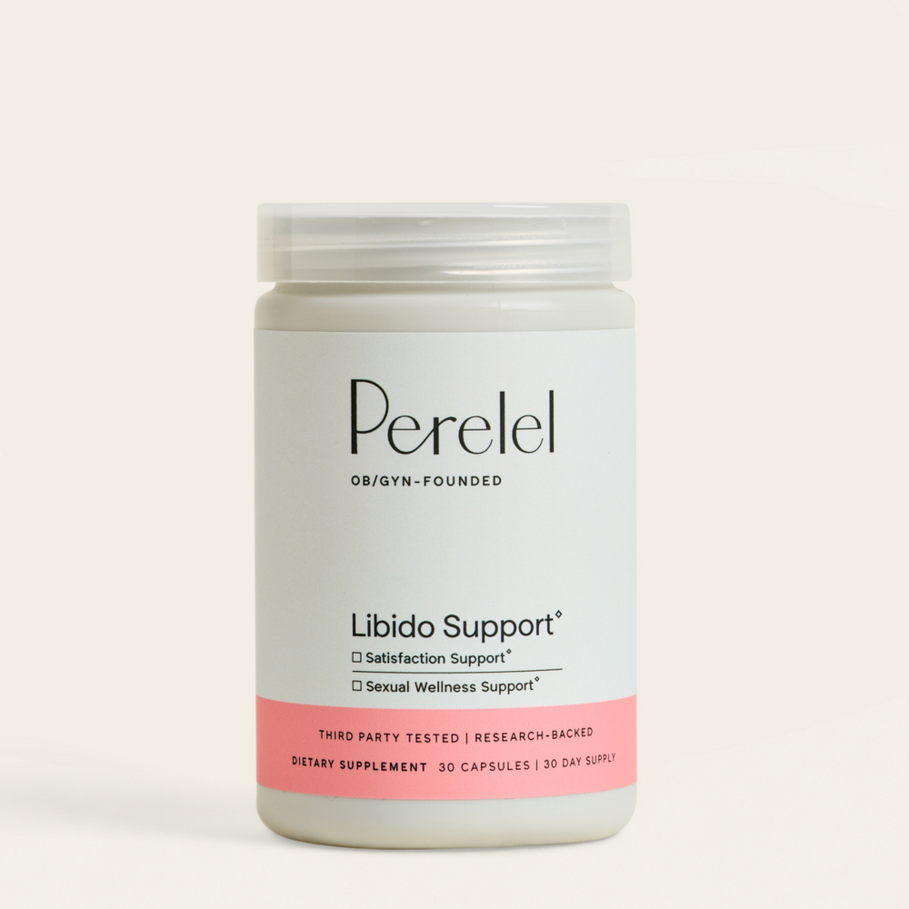 Perelel Libido Support Bottle on a light beige background