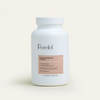 Supplement bottle labeled 'Perelel' for hormonal balance support on a light background