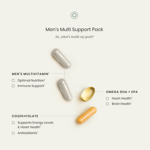 Men's multi-support pack with capsules on a white background