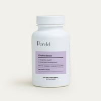 Supplement bottle labeled 'Perelel Choline Boost' on a white background