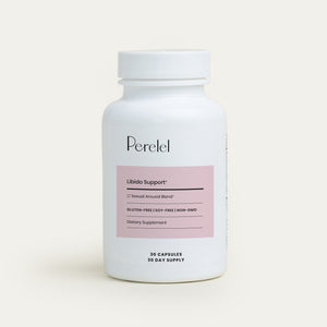 Supplement bottle for Perelel Libido Support on a white background