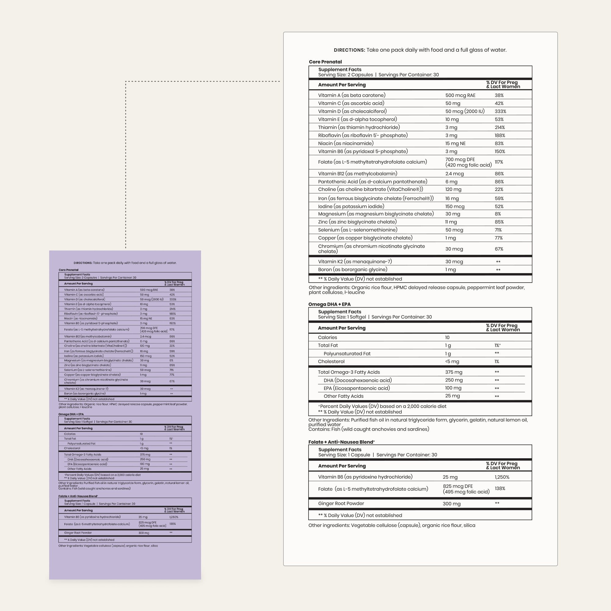 1st Trimester Prenatal Pack Supplemental Facts