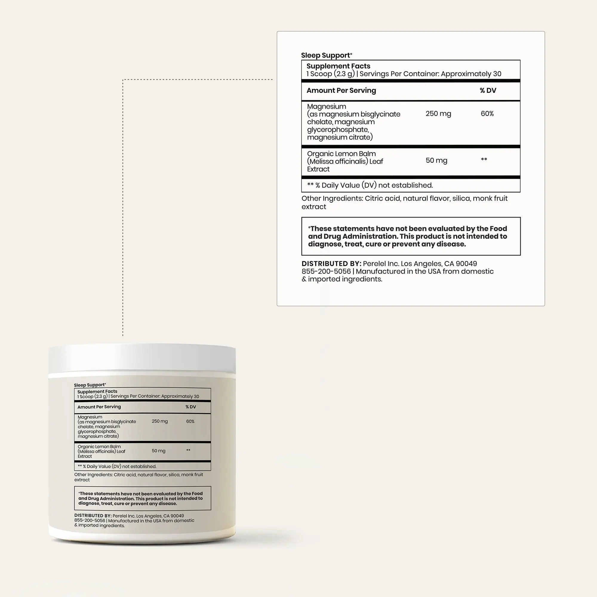 Sleep Support Vitamin Powder Supplemental Facts