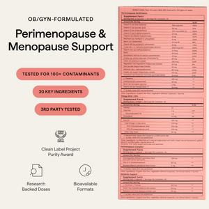 Perelel Perimenopause Support Pack Supplement Facts Panel