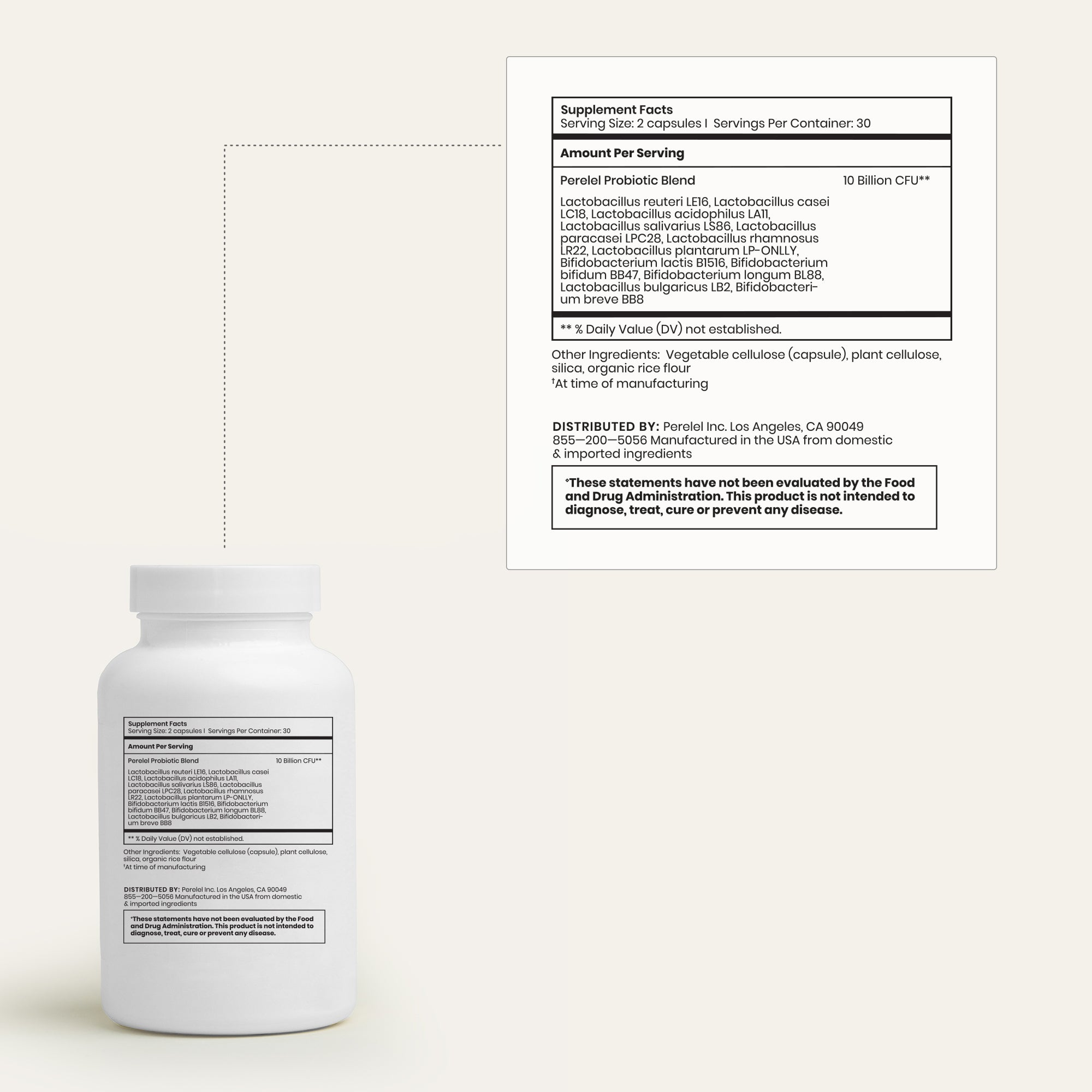daily probiotic supplemental fact panel