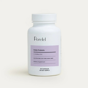 Supplement bottle labeled 'Perelel' on a white background