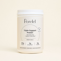 Perelel Triple-Support Protein container on a beige background