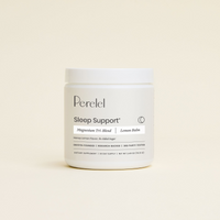 Perelel Sleep Support supplement container on a beige background