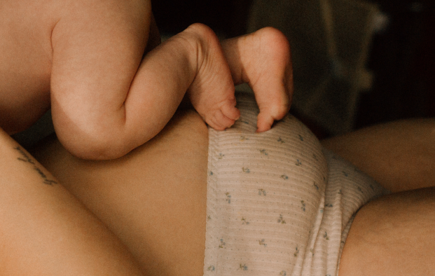 postpartum belly with baby